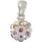 Rainbow Sapphire Flower Cluster Pendant 925 Sterling Silver (1ct tw) SKU: 1616-925