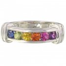 Rainbow Sapphire Band Ring 925 Sterling Silver (1ct tw) SKU: 312-925