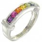 Rainbow Sapphire Band Ring 925 Sterling Silver (1ct tw) SKU: 312-925