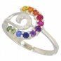 Rainbow Sapphire & Diamond Swirl Ring 925 Sterling SIlver (0.62ct tw) SKU: 1437-925