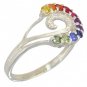 Rainbow Sapphire & Diamond Swirl Ring 925 Sterling SIlver (0.62ct tw) SKU: 1437-925