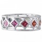 Rainbow Sapphire Bezel Set Eternity Ring 925 Sterling Silver (1.6ct tw) SKU: 973-925