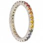 Rainbow Sapphire Pave Set Eternity Ring 925 Sterling Silver (3ct tw) SKU: 1512-925