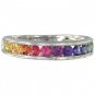 Rainbow Sapphire Band Ring 925 Sterling Silver (2ct tw) SKU: 663-925