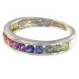 Rainbow Sapphire Band Ring 925 Sterling Silver (2ct tw) SKU: 663-925