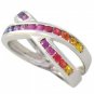Rainbow Sapphire Crossover Ring 925 Sterling Silver (1.2ct tw) SKU: 470-925