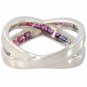 Rainbow Sapphire Crossover Ring 925 Sterling Silver (1.2ct tw) SKU: 470-925