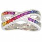 Rainbow Sapphire Crossover Ring 925 Sterling Silver (1.2ct tw) SKU: 470-925