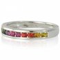 Rainbow Sapphire Half Eternity Band Ring 925 Sterling Silver (3/4ct tw) SKU: 891-925