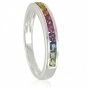 Rainbow Sapphire Half Eternity Band Ring 925 Sterling Silver (3/4ct tw) SKU: 891-925