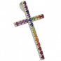 Rainbow Sapphire Religious Crucifix Pendant 925 Sterling Silver (3ct tw) SKU: 1525-925