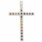 Rainbow Sapphire Religious Crucifix Pendant 925 Sterling Silver (3ct tw) SKU: 1525-925