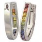 Rainbow Sapphire Earrings J Hoop Huggie 925 Sterling Silver (2ct tw) SKU: 1557-925