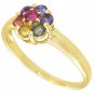 Rainbow Sapphire Flower Cluster Ring 14K Yellow Gold (1ct tw) SKU: 1582-14K-YG