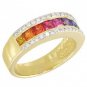 Rainbow Sapphire & Diamond Channel Set Ring 14K Yellow Gold (2.3ct tw) SKU: 1533-14K-YG