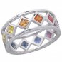 Rainbow Sapphire Bezel Set Eternity Ring 14K White Gold (1.6ct tw) SKU: 973-14K-WG