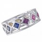 Rainbow Sapphire Bezel Set Eternity Ring 14K White Gold (1.6ct tw) SKU: 973-14K-WG