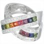 Rainbow Sapphire & Diamond Large Crossover Ring 14K White Gold (3.5ct tw) SKU: 628-14K-WG