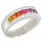 Rainbow Sapphire & Diamond Channel Set Ring 18K White Gold (2.3ct tw) SKU: 1533-18K-WG