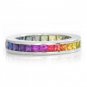 Rainbow Sapphire Eternity Ring 18K White Gold (3ct tw) SKU: R2045-18K-WG