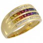 Rainbow Sapphire & Diamond Multi Shape Band Ring 14K Yellow Gold (1.35ct tw) SKU: 1523-14K-YG
