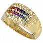 Rainbow Sapphire & Diamond Multi Shape Band Ring 18K Yellow Gold (1.35ct tw) SKU: 1523-18K-YG