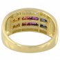 Rainbow Sapphire & Diamond Multi Shape Band Ring 18K Yellow Gold (1.35ct tw) SKU: 1523-18K-YG