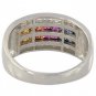 Rainbow Sapphire & Diamond Multi Shape Band Ring 18K White Gold (1.35ct tw) SKU: 1523-18K-WG