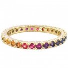 Rainbow Sapphire Pave Set Eternity Ring 14K Yellow Gold (3ct tw) SKU: 1512-14K-YG