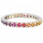 Rainbow Sapphire Pave Set Eternity Ring 14K White Gold (3ct tw) SKU: 1512-14K-WG