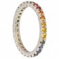 Rainbow Sapphire Pave Set Eternity Ring 14K White Gold (3ct tw) SKU: 1512-14K-WG