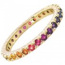 Rainbow Sapphire Pave Set Eternity Ring 18K Yellow Gold (3ct tw) SKU: 1512-18K-YG