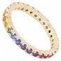 Rainbow Sapphire Pave Set Eternity Ring 18K Yellow Gold (3ct tw) SKU: 1512-18K-YG