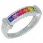 Rainbow Sapphire Band Ring 18K White Gold (1ct tw) SKU: 312-18K-WG