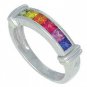 Rainbow Sapphire Band Ring 18K White Gold (1ct tw) SKU: 312-18K-WG