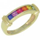Rainbow Sapphire Band Ring 18K Yellow Gold (1ct tw) SKU: 312-18K-YG