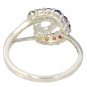 Rainbow Sapphire & Diamond Swirl Ring 14K White Gold (0.62ct tw) SKU: 1437-14K-WG