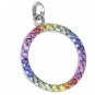 Rainbow Sapphire Eternity Pendant 14K White Gold (1.2ct tw) SKU: 335-14K-WG