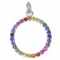 Rainbow Sapphire Circle of Life Pendant 18K White Gold (1.2ct tw) SKU: 335-18K-WG