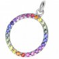 Rainbow Sapphire Circle of Life Pendant 18K White Gold (1.2ct tw) SKU: 335-18K-WG