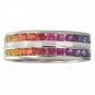 Rainbow Sapphire Double Row Eternity Ring 925 Sterling Silver (6ct tw) SKU: 391-925