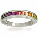 Rainbow Sapphire Half Eternity Band Ring 14K White Gold (2ct tw) SKU: 663-14K-WG