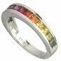 Rainbow Sapphire Half Eternity Band Ring 14K White Gold (2ct tw) SKU: 663-14K-WG