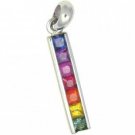 Rainbow Sapphire Long Bar Pendant 18K White Gold (1.3ct tw) SKU: 540-18K-WG