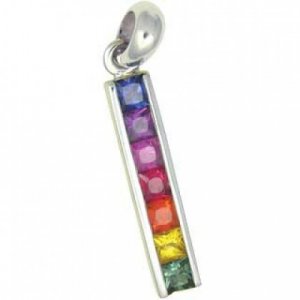 Rainbow Sapphire Long Bar Pendant 18K White Gold (1.3ct tw) SKU: 540-18K-WG