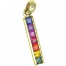 Rainbow Sapphire Long Bar Pendant 18K Yellow Gold (1.3ct tw) SKU: 540-18K-YG