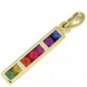 Rainbow Sapphire Long Bar Pendant 18K Yellow Gold (1.3ct tw) SKU: 540-18K-YG