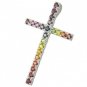 Rainbow Sapphire Religious Crucifix Pendant 14K White Gold (3ct tw) SKU: 1525-14K-WG