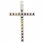 Rainbow Sapphire Religious Crucifix Pendant 14K White Gold (3ct tw) SKU: 1525-14K-WG