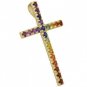 Rainbow Sapphire Religious Crucifix Pendant 14K Yellow Gold (3ct tw) SKU: 1525-14K-YG